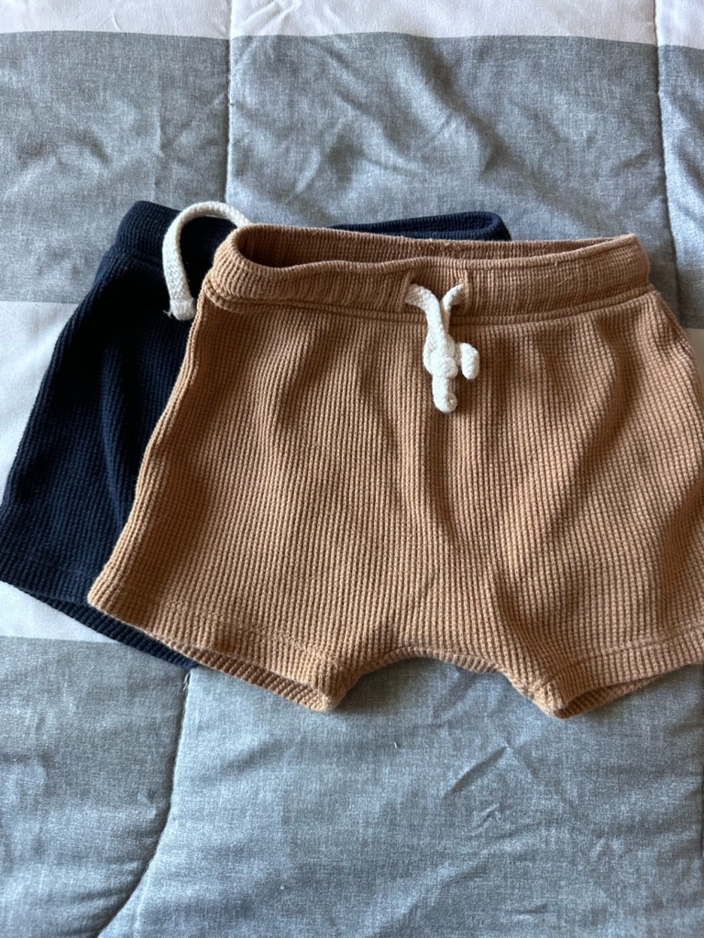 Old Navy Ribbed Drawstring Shorts in Brown and Navy Blue 6-12 mos